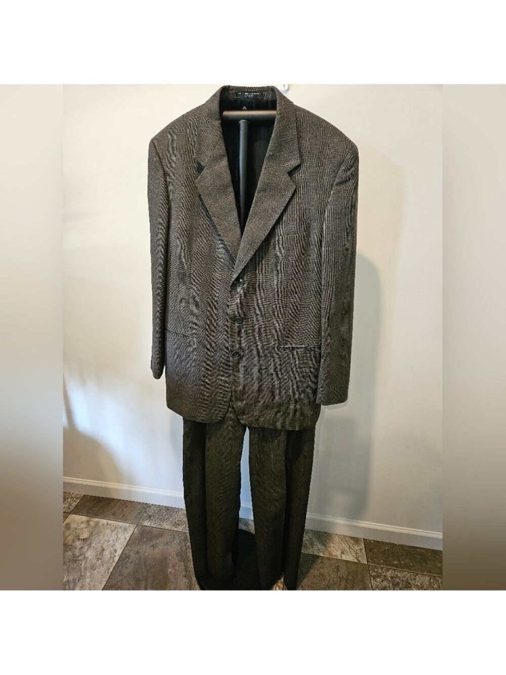 ALBERT NIPON GOLDEN TWIST MEN'S 100% WOOL SUIT GREYISH BROWN SIZE 35W